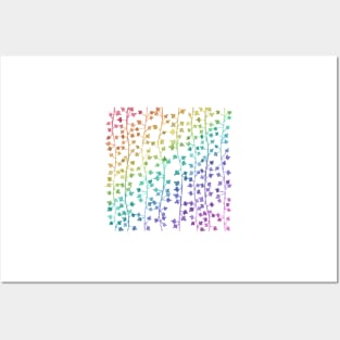 Watercolor Rainbow Pastel Vines Pattern Posters and Art